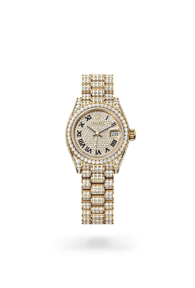 Rolex Lady-Datejust in 18 ct yellow gold with case sides and lugs set with diamonds - Emperor Watch & Jewellery Singapore