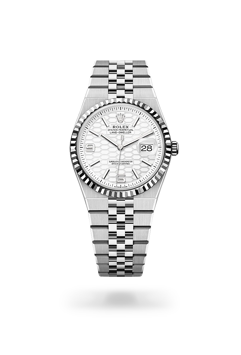 Rolex Land-Dweller in White Rolesor - combination of Oystersteel and white gold, M127234-0001 - Emperor Watch & Jewellery Singapore