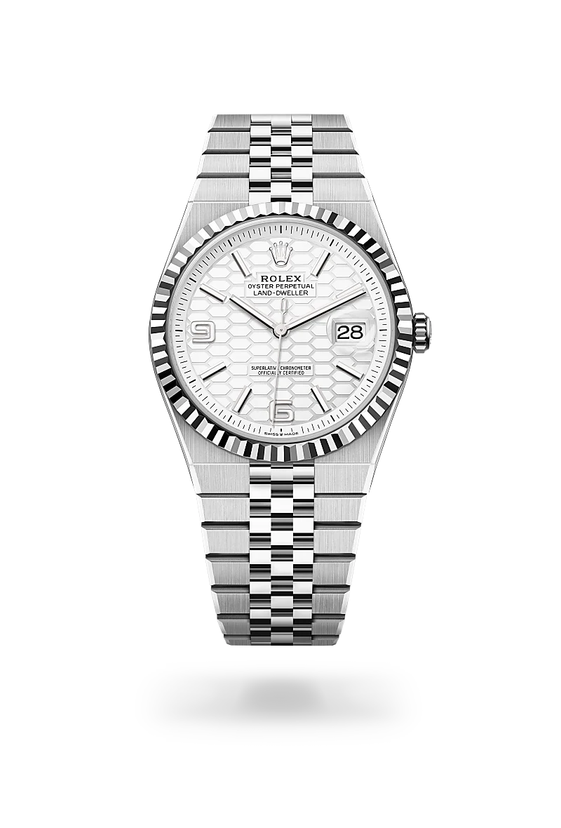 Rolex Land-Dweller in White Rolesor - combination of Oystersteel and white gold, M127334-0001 - Emperor Watch & Jewellery Singapore