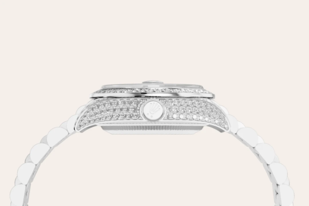Rolex Lady-Datejust in 18 ct white gold with case sides and lugs set with diamonds, M279459RBR-0001 - Emperor Watch & Jewellery Singapore