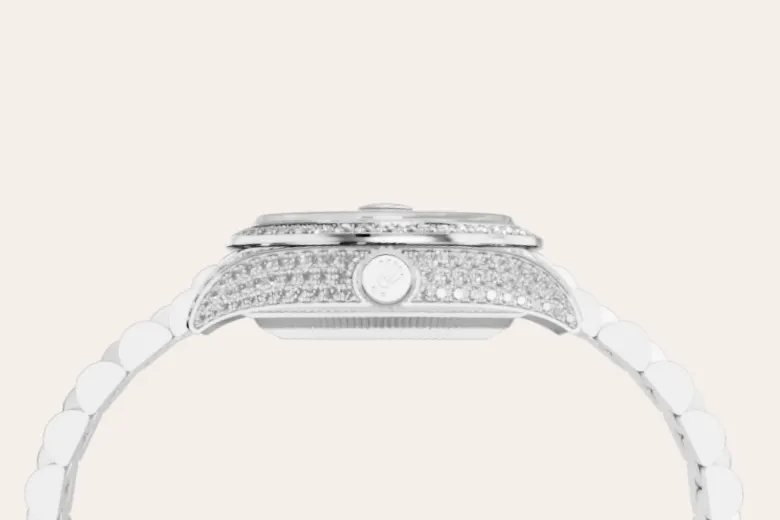 Rolex Lady-Datejust in 18 ct white gold with case sides and lugs set with diamonds, M279459RBR-0001 - Emperor Watch & Jewellery Singapore