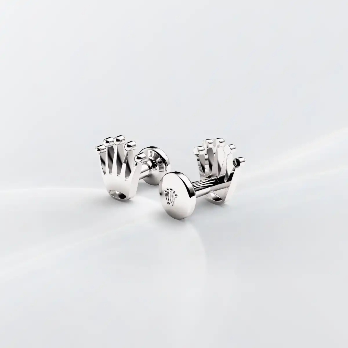 Rolex 'Crown' cufflinks, White gold, A1019 | Emperor Watch & Jewellery Singapore