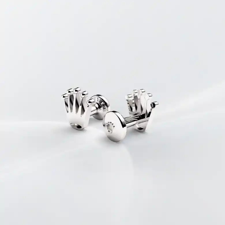 Rolex 'Crown' cufflinks, White gold, A1019 | Emperor Watch & Jewellery Singapore