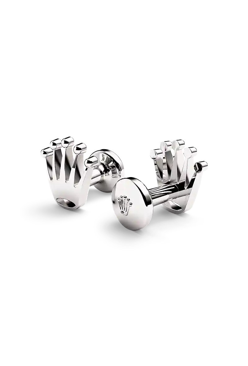 Rolex 'Crown' cufflinks, White gold, A1019 | Emperor Watch & Jewellery Singapore