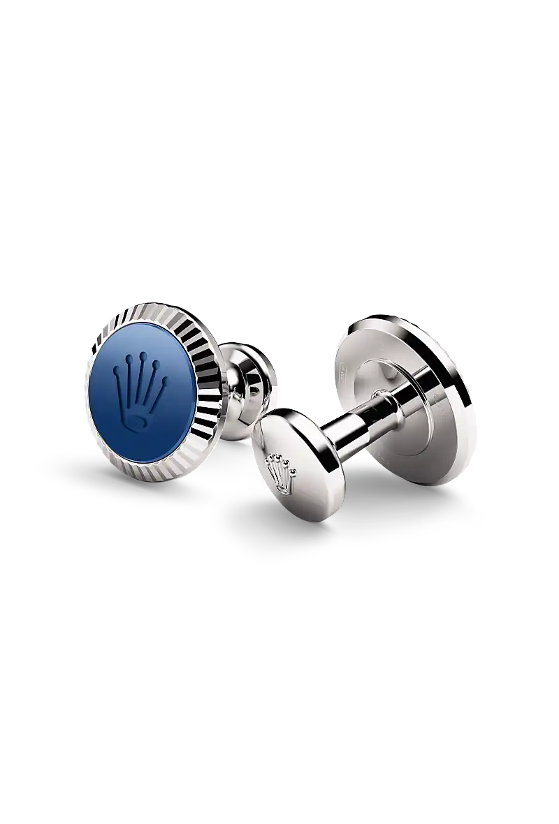 Rolex 'Fluted' cufflinks, White gold, A1039 | Emperor Watch & Jewellery Singapore