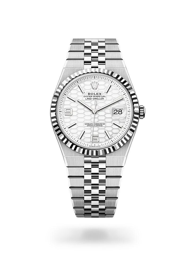 Rolex Land-Dweller in White Rolesor - combination of Oystersteel and white gold, M127334-0001 - Emperor Watch & Jewellery Singapore